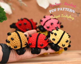 Crochet Ladybug Fidget Toy Pattern | No Sew Beaded Amigurumi (PDF Pattern)