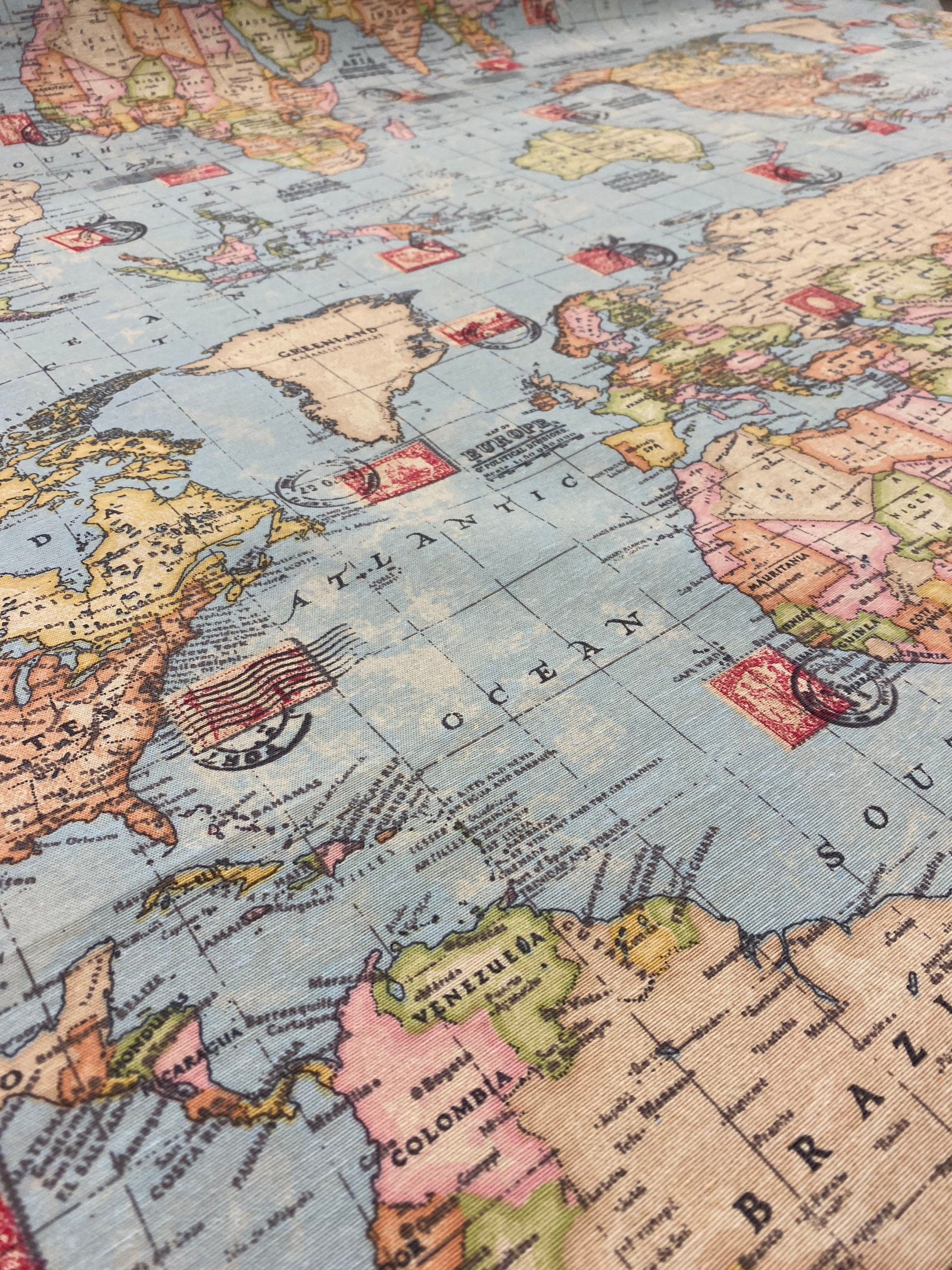 Carte du monde Tissu de décoration | Etsy