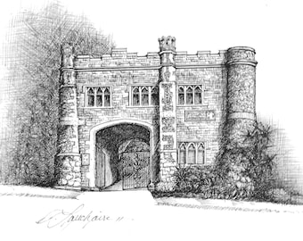 Whitstable Castle Gate House. 11" x 8.5" Pen and Ink Print