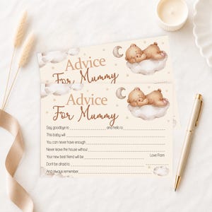 Baby Shower Keepsake Advice Cards in our Teddy Theme 10 - 40 Guest Packs