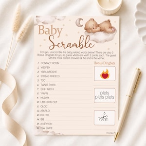 Baby Shower Game - Baby Scramble in Teddy Bear Theme 10 - 40 Players