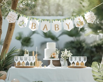 Safari Baby Shower Banner Pack, Jungle Baby & Baby Shower Bunting, Gender Neutral Party Decorations