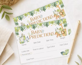 Baby Shower Game Prediction Cards in Baby Safari Theme 10 - 40 Players