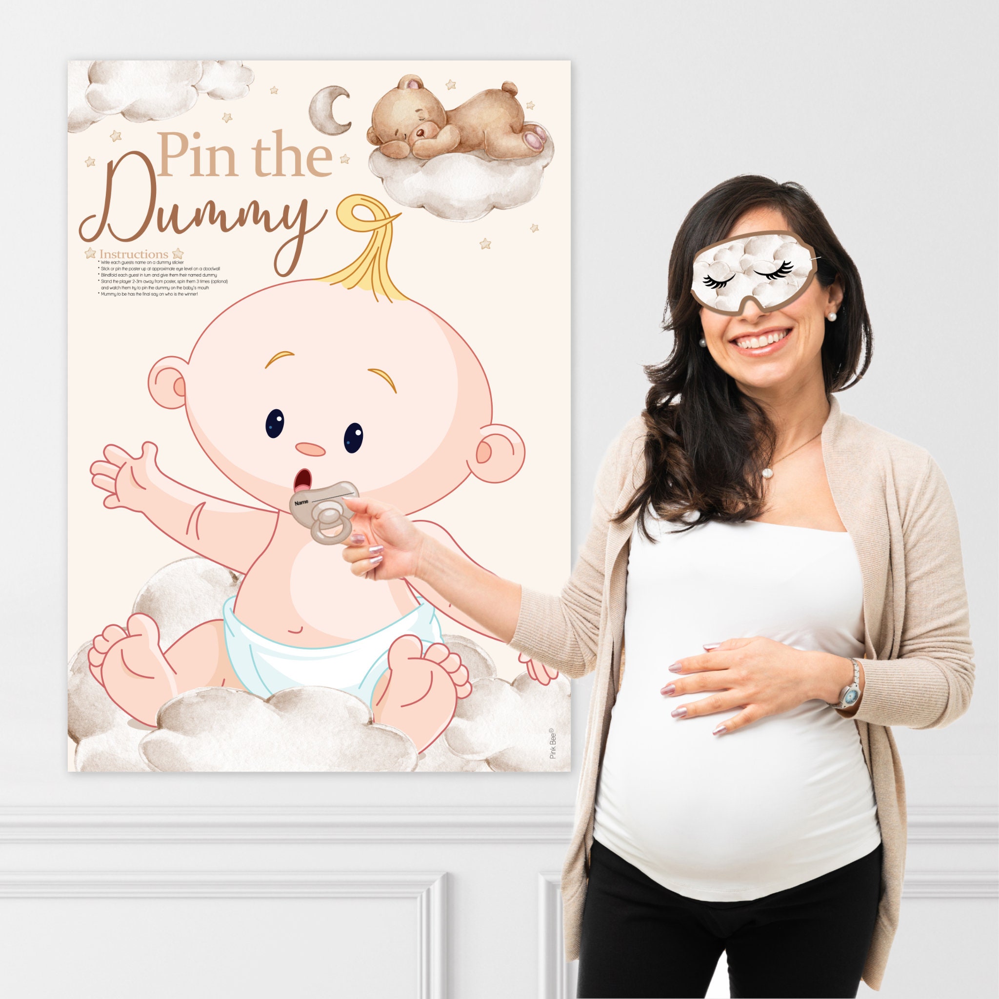 Baby Shower Game Cards - Who Knows Mommy Best, 30 Cards For Gender Neutral Bee Theme Party