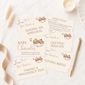 Baby Shower Game Charades in Teddy Theme 画像 3