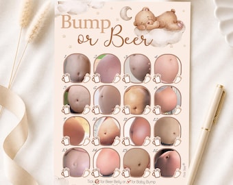 Baby Shower Game Bump or Beer in Teddy Bear Theme 10 - 40 Players
