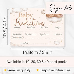 Teddy Bear Baby Shower Prediction Cards Keepsake Game Baby Predictions Cards Neutral Baby Shower image 4