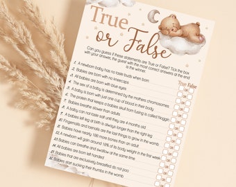 Baby Shower Game True or False in Teddy Bear Theme 10 - 20 Players