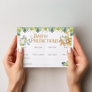 Baby Shower Game Prediction Cards in Baby Safari Theme 10 - 40 Players image 3