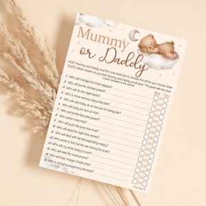 Baby Shower Game Mummy or Daddy in Teddy Bear Theme 10 - 20 Players