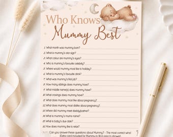 Baby Shower Game Who Knows Mummy Best in Teddy Bear Theme 10 - 40 Players