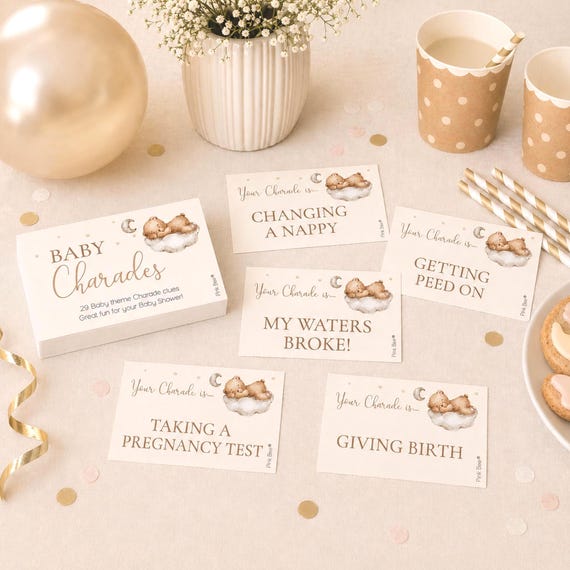 Baby Shower Game Charades in Teddy Theme
