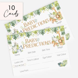 Baby Shower Game Prediction Cards in Baby Safari Theme 10 - 40 Players image 9