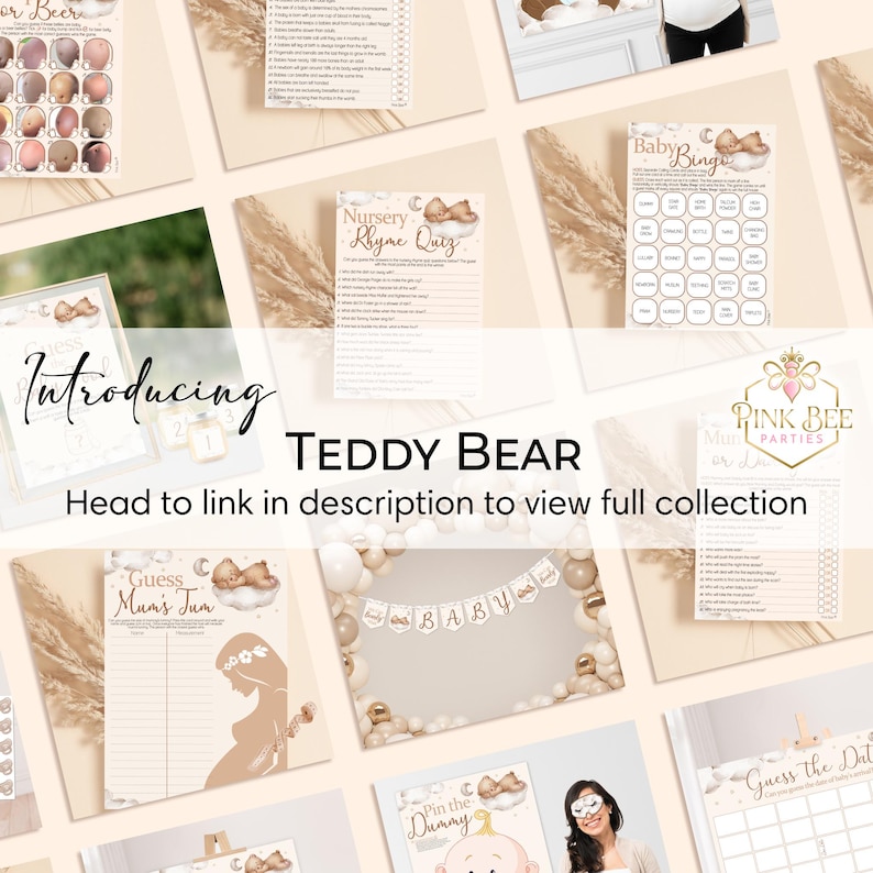 Baby Shower Game Charades in Teddy Theme 画像 9