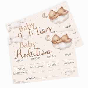 Teddy Bear Baby Shower Prediction Cards Keepsake Game Baby Predictions Cards Neutral Baby Shower image 5