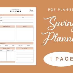 Sewing Planner Printable Project Tracker | A4 & US Letter | 1 Page Easy Digital PDF Organiser