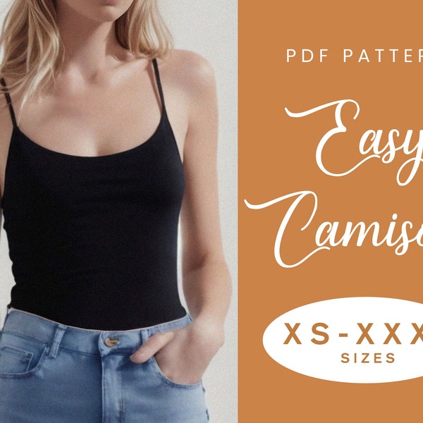 Camisole Sewing Pattern | XS-XXXL | Instant Download | Easy Digital PDF | Vest Cami | Crop Top Knit Strap Top Nightwear