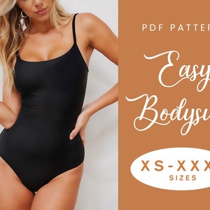Bodysuit Sewing Pattern | XS-XXXL | Instant Download | Easy Digital PDF | Knit Stretch Leotard Strap Top Bodysuit
