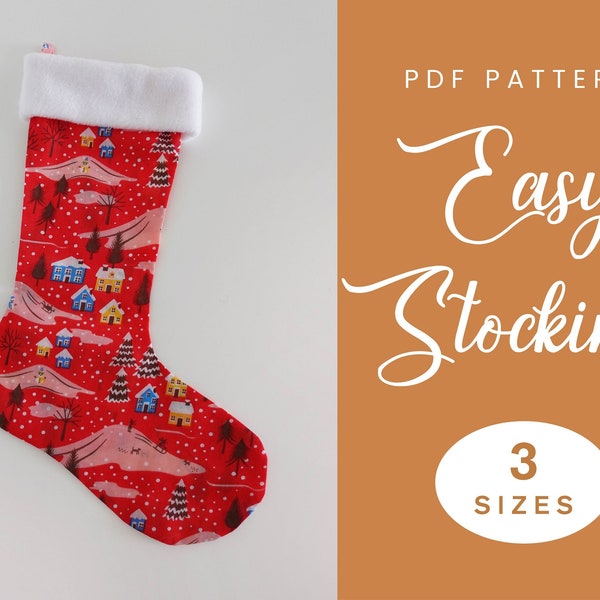 Christmas Stocking Sewing Pattern | Three Sizes | Instant Download | Easy Digital PDF | Sewing Gift Accesory | Christmas Hanging Sock