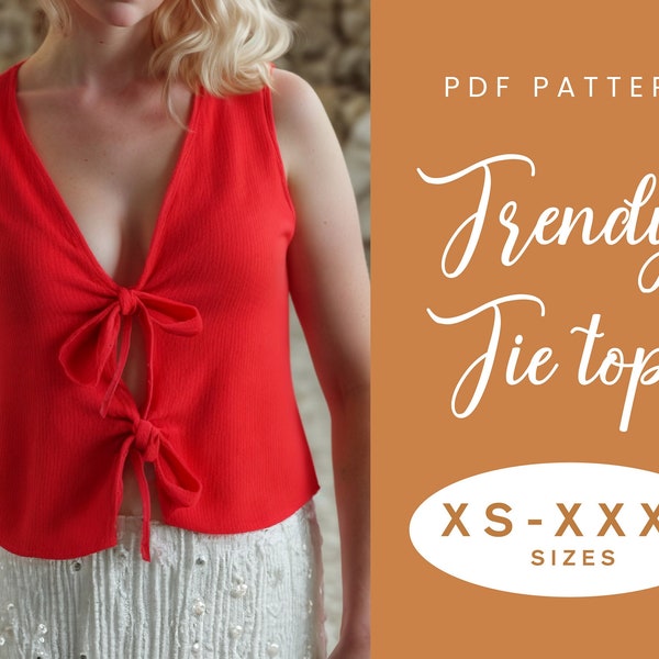 Naaipatroon voorste striktop | XS-XXXL | Direct downloaden | Gemakkelijke digitale PDF | Croptop voor dames | Zomerkorset met los toppatroon