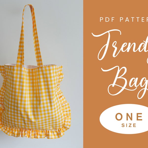 Ruffle Tote Bag Sewing Pattern | One Size | Instant Download | Easy Digital PDF | Women's Handbag Shoulder Bag | Shopping Bag Sewing Gift