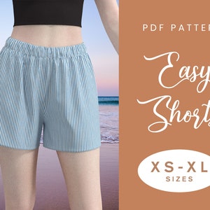 Shorts Sewing Pattern | XS-XL | Instant Download | Easy Digital PDF | Women&#39;s Elastic Shorts