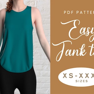 Tank Top Women&#39;s Sewing Pattern | XS-XXXL | Instant Download | Easy Digital PDF | Sporty Gym Yoga Top
