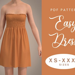 Shirred Summer Dress Sewing Pattern | XS-XXXL | Instant Download | Easy Digital PDF | Smocked Easy Bodycon Dress