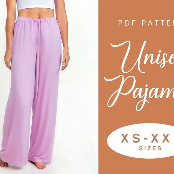 Patrón de costura Pijamas Unisex / XS-XL / Descarga Instantánea / PDF Digital Fácil / Pijama Hombre Mujer