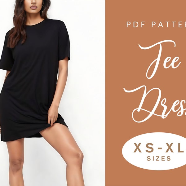 Patron de couture de robe t-shirt | TP-TG | Téléchargement instantané | PDF numérique facile | Robe t-shirt tendance et confortable pour femmes