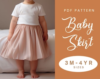 Baby Skirt Sewing Pattern | 3M-5YRS | PDF Instant Download | Child Girl Kids Gathered Skirt Elastic Waist