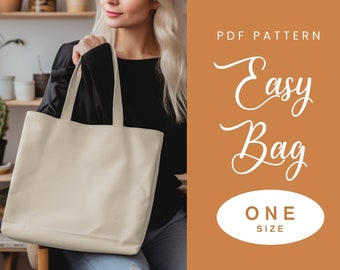 Easy Tote Bag Sewing Pattern | One Size | Instant Download | Easy Digital PDF | Women's Shoulder Bag | Shopping Bag Sewing Gift