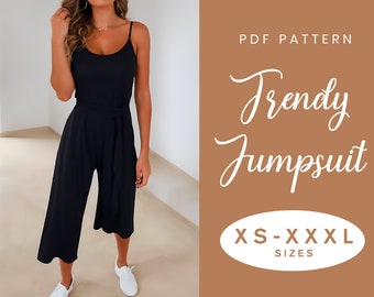 Jumpsuit Sewing Pattern | XS-XXXL | Instant Download | Easy Digital PDF | Cami Jumpsuit Romper Culotte Pant Loose Trouser