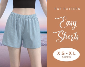 Shorts Sewing Pattern | XS-XL | Instant Download | Easy Digital PDF | Women's Elastic Shorts