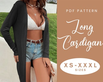 Knit Cardigan Sewing Pattern | XS-XXXL | Instant Download | Easy Digital PDF | Open Cosy Women's Jumper Ribbed
