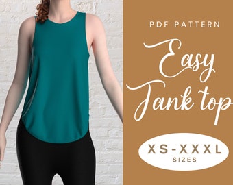 Tank Top Women's Sewing Pattern | XS-XXXL | Instant Download | Easy Digital PDF | Sporty Gym Yoga Top
