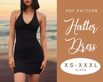 Summer Dress Sewing Pattern | XS-XXXL | Bodycon Halter Tube Dress | Easy Digital PDF