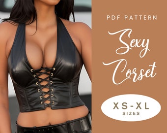 Sexy Corset Top Sewing Pattern | XS-XL | Lace up Bustier Cosplay | Digital PDF |  Instant Download
