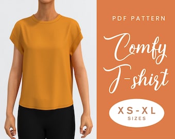 Comfy T-Shirt Women's Sewing Pattern | XS-XL | Dropped Sleeves Loose T-shirt | Instant Download | Easy Digital PDF