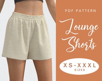 Lounge Shorts Sewing Pattern | XS-XXXL | Instant Download | Easy Digital PDF | Women's Elastic Waist Shorts