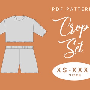 Nightwear Set Sewing Pattern | XS-XXXL | Instant Download | Easy Digital PDF | Women&#39;s Crop Tee and Shorts Nightwear