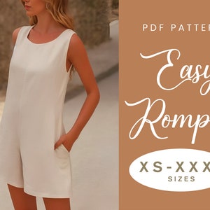 Patron de couture pour barboteuse | TP-XXXL | Téléchargement instantané | PDF numérique facile | Combinaison short pantalon ample combishort smockée haut