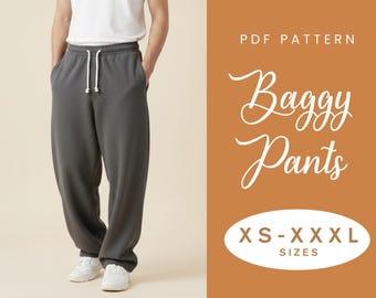 Mens Baggy Joggers Sewing Pattern | XS-XXXL | Instant Download | Easy Digital PDF | Mens Sweatpants | Men's Joggers Trouser Pattern