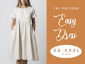Linen Dress Sewing Pattern | XS-XXXL | Instant Download | Easy PDF | Short Sleeve Gathered Summer Dress | Gathered Skirt Pockets | Sundress