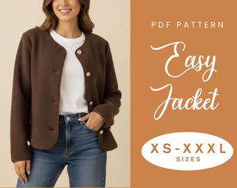 Jacket Sewing Pattern | XS-XXXL | Instant Download | Easy Digital PDF | Loose Teddy Coat Jacket Women's
