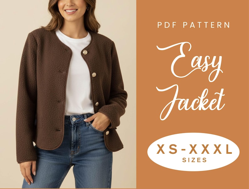Jacket Sewing Pattern | XS-XXXL | Instant Download | Easy Digital PDF ...