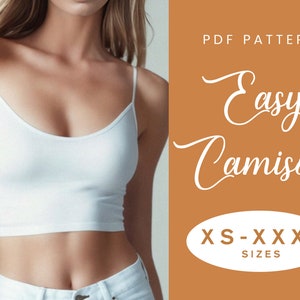 Camisole Sewing Pattern | XS-XXXL | Instant Download | Easy Digital PDF | Vest Cami | Crop Top Knit Strap Top Nightwear