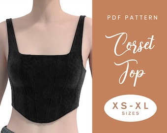 Corset Top Sewing Pattern | XS-XL | Lace up Back Bustier | Digital PDF |  Instant Download