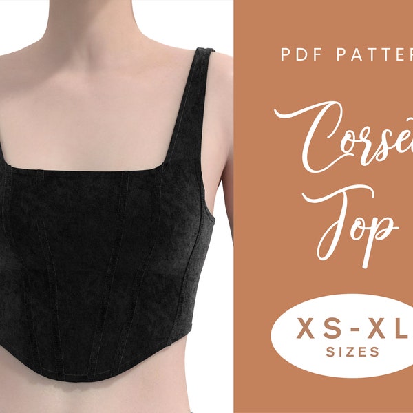 Patron de couture haut corset | TP-TG | Bustier à lacets dans le dos | PDF numérique | Téléchargement instantané