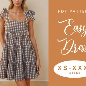 Cotton Ruffle Dress Sewing Pattern | XS-XXXL | Instant Download | Easy PDF | Tiered Gathered Summer Dress Tie Straps | Gathered Skirt